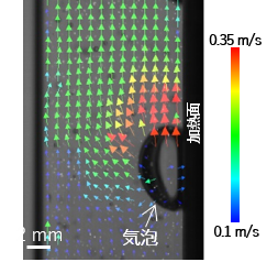 炉心模擬試験体における沸騰挙動と流速分布同時計測の一例