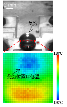 薄膜伝熱面における沸騰挙動と伝熱面温度分布同時計測の一例